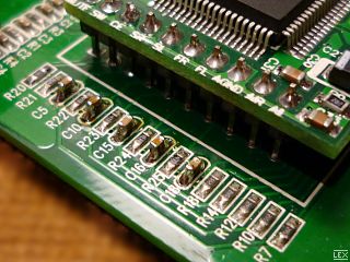 The mixing resistors and first decoupling caps