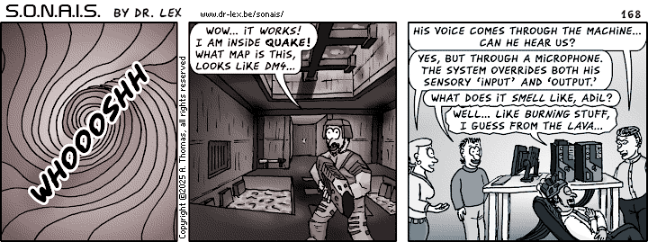 Strip 168. Adil experiences Quake like nobody has ever experienced it before.