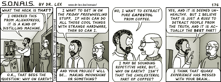Strip 176. Adil has ordered some strange equipment online to execute an even stranger plan.