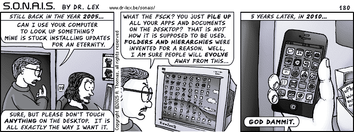 Strip 180. What was once severely frowned upon in the computing community, has now become the norm.