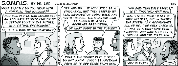 Strip 185. We learn more about Heidi's “virtual time machine.”