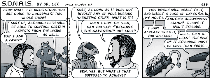 Strip 189. Adil asks OIB-A271 a strange favor to be performed while he is under the influence of the simulation machine.