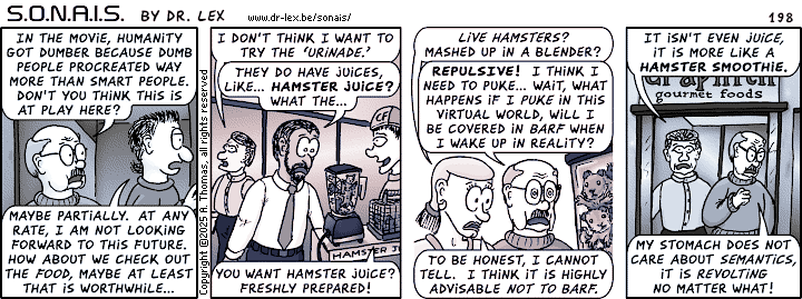 Strip 198. An exploration of future food trends quickly takes an ugly turn.