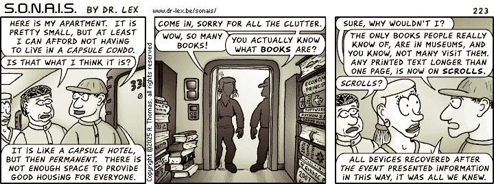 Strip 223. Arriving at Alfred's apartment, it reveals its surprising contents.