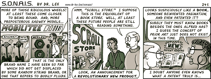 Strip 241. The team checks out other shops, observing more strange aspects of the future world.