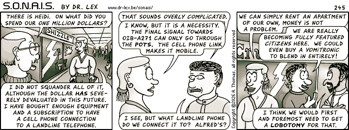 Strip 245. Heidi has been shopping for hardware that should enable a persistent link to OIB-A271.