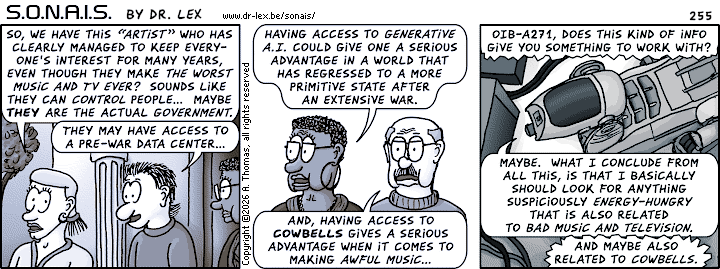 Strip 255. Heidi expresses her suspicions about who may really be in control of the future society.