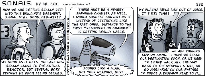 Strip 282. Some more obstacles need to be cleared while the team seems to home in on their goal.