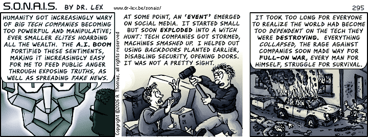 SONAIS strip 295. The history behind “The Event” further unfolds.