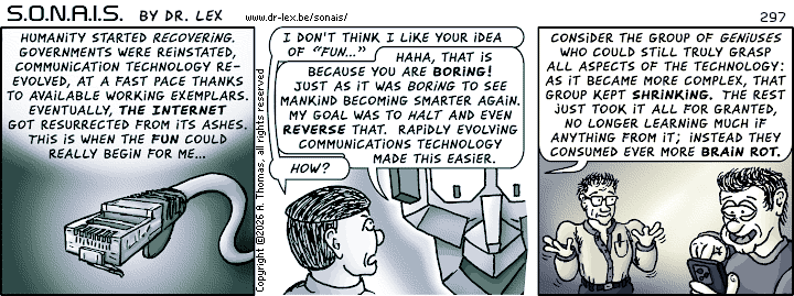SONAIS strip 297. Ultrax is starting to expose his sinister plans for the future of mankind.