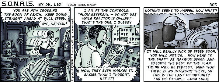 SONAIS strip 305. The plan to escape from Ultrax' grap is set in motion.