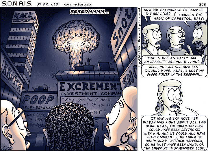 SONAIS strip 308. Ultrax' reign comes to an explosive end.